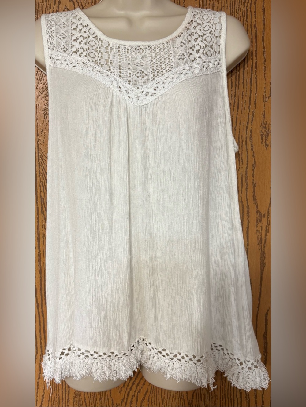 Absolutely Famous White Crochet-Trim Camisole